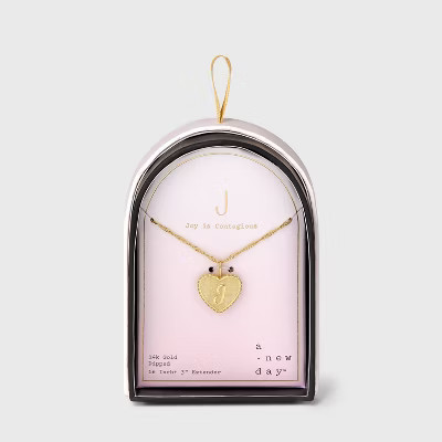 14K Gold Dipped Initial Heart Pendant Necklace - A New Day™ Gold | Target