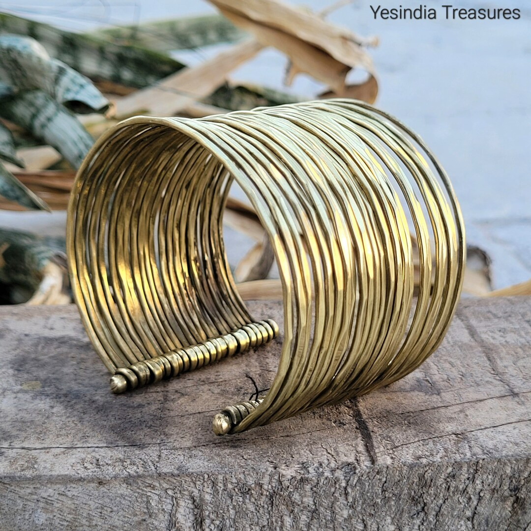 Wide Gold Tone Cuff Bracelet, Hammered Gold Bracelet, Big Brass Cuff, Stylish Modern Bracelet, Mu... | Etsy (US)