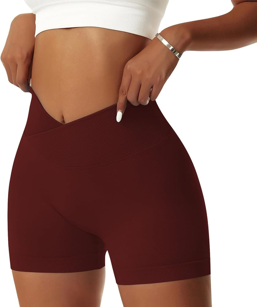 Vertvie Women's Workout Gym Shorts Booty V Cross Spandex Yoga Biker Shorts Scrunch Butt High Wais... | Amazon (US)