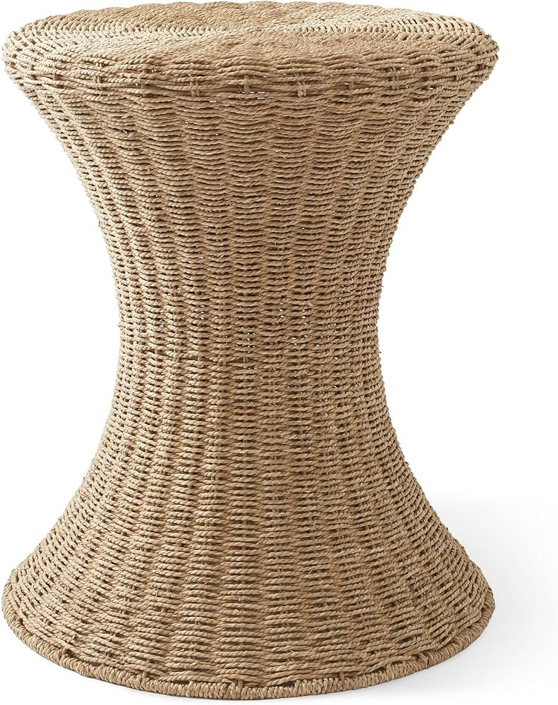 Casafield Hourglass Side Table, Natural, Seagrass Hyacinth Round End Table, Boho Woven Wicker Acc... | Amazon (US)