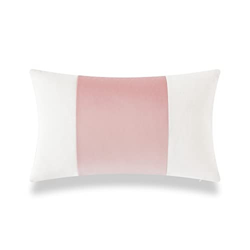 Hofdeco Coastal Patio Indoor Outdoor Lumbar Pillow Cover ONLY for Backyard, Couch, Sofa, Velvet Pink Wide Striped, 12"x20" | Amazon (US)