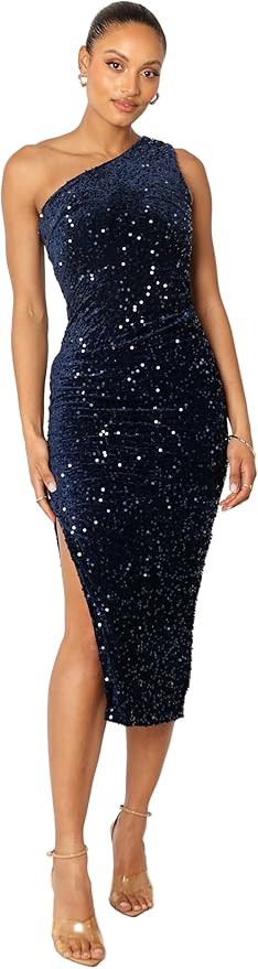 Petal & Pup Women's Kiki One Shoulder Midi Dress-Midnight | Amazon (US)