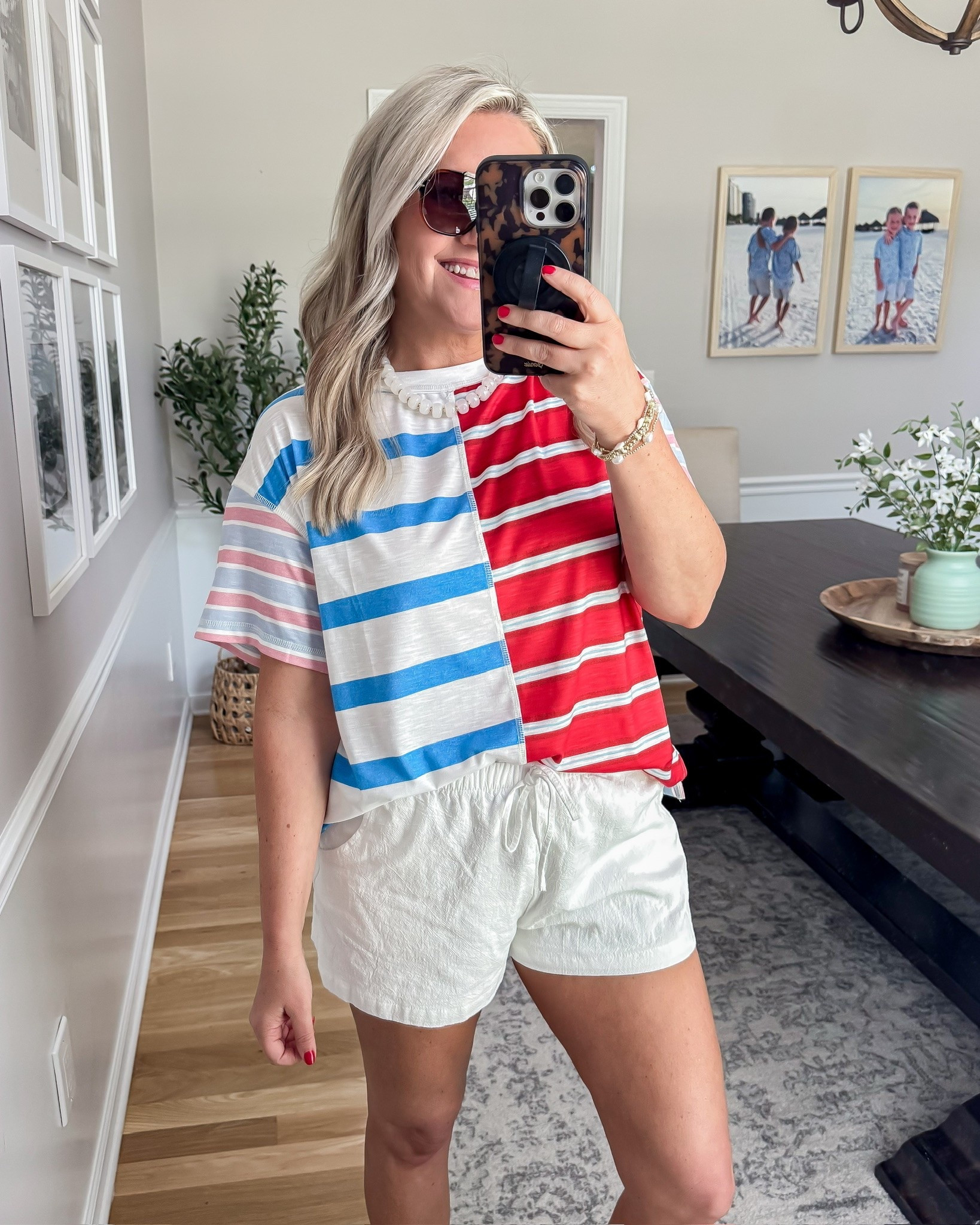 This red, white, and blue color combo is too good for summer. Such a fun everyday outfit that feels festive without trying too hard, and these lightweight white shorts are an easy go to all season long.

red white and blue outfit, patriotic outfit ideas, summer casual style, Memorial Day outfit, Fourth of July outfit, striped top, white shorts outfit, everyday summer style, vacation outfit ideas, casual chic, summer fashion, lovelylifestyling

#LTKootd #LTKSeasonal #LTKTravel