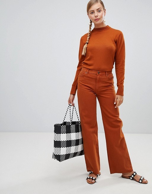 Monki wide leg jeans in rust | ASOS US