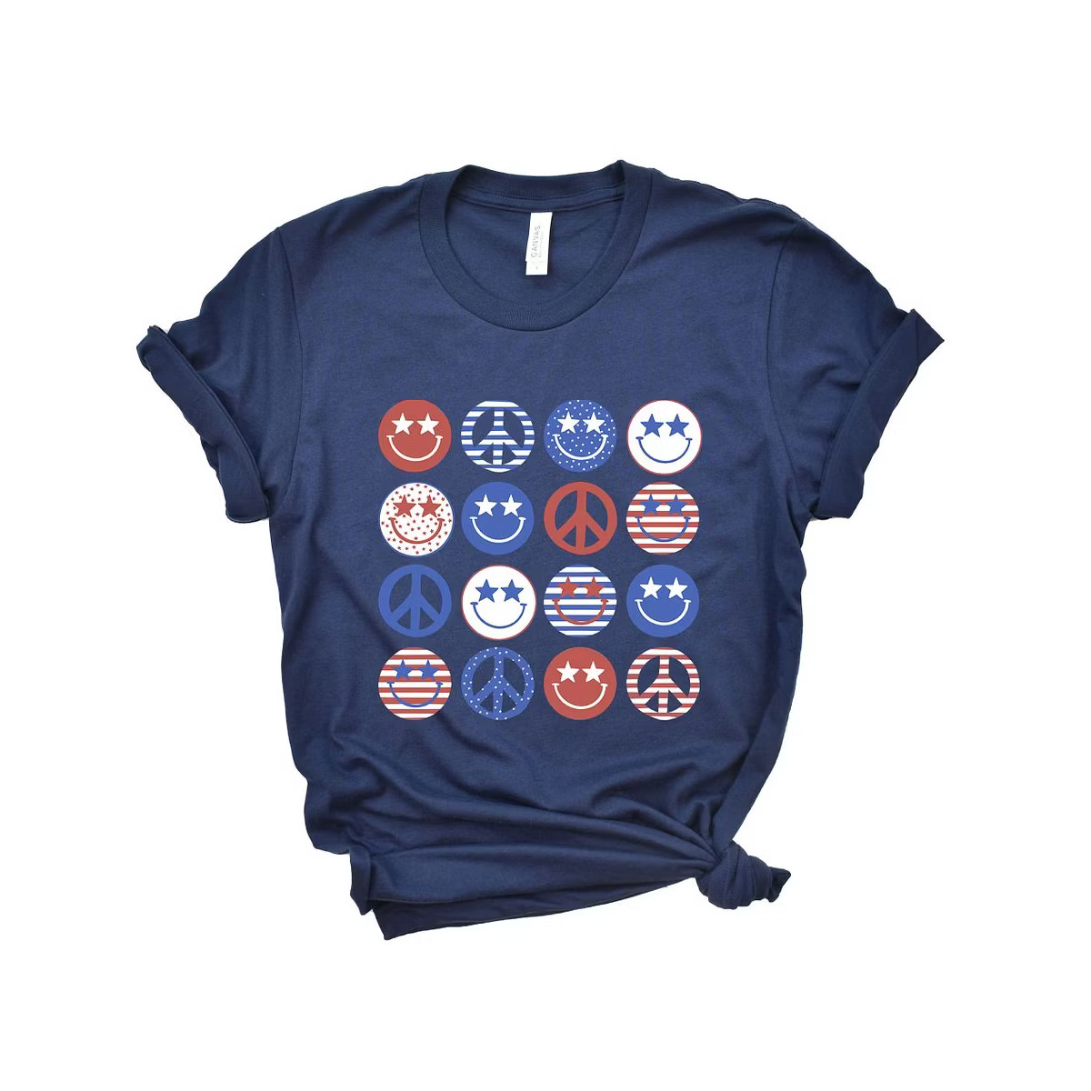 Simply Sage Market Women's Stacked 4th of July Smiley Face Short Sleeve Graphic Tee | Target