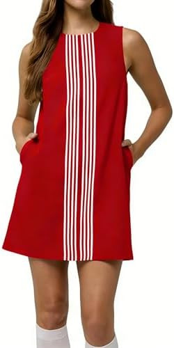 Lianlive Women's Sleeveless A-Line Mini Dress Summer Casual Beach Vacation Sundress Striped Shirt... | Amazon (US)