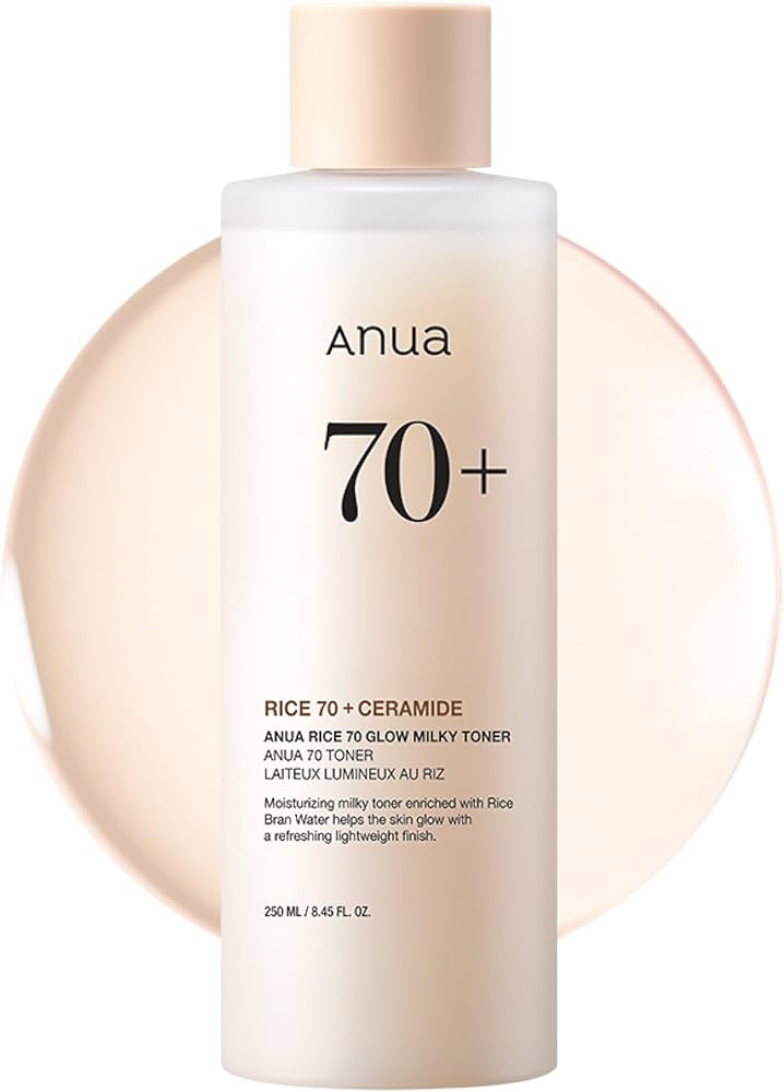 Anua Rice 70 Glow Milky Toner, Glass & Dewy Skin, Hydrating & Barrier Care, Rice Water, Niacinami... | Amazon (US)