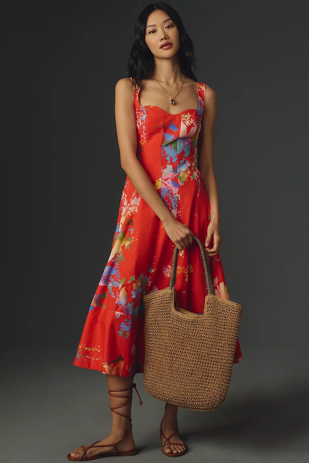 By Anthropologie Seamed Sweetheart Midi Dress | Anthropologie (US)