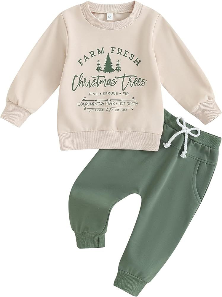Rarjuiey Toddler Baby Boys Girls Christmas Outfits Long Sleeve Sweatshirt Pullover Tops Pants Set... | Amazon (US)