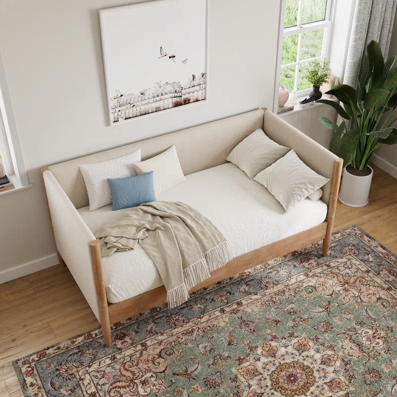 Besan Solid Wood Boucle Upholstered Twin Daybed | Wayfair North America