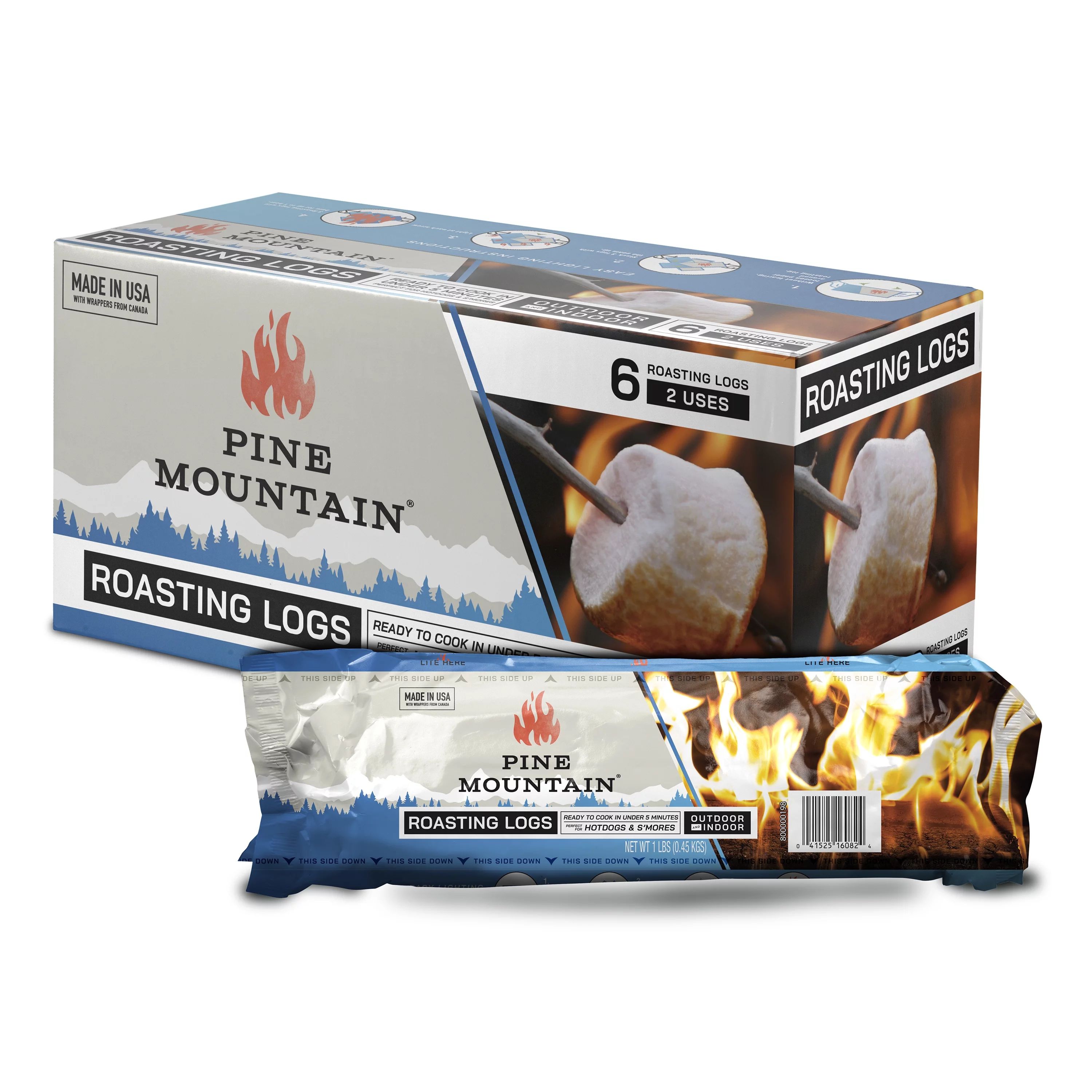 Pine Mountain Roasting Log for Campfires, 6 logs, 2 Use Pack, Food-Safe Cooking Firelog | Walmart (US)
