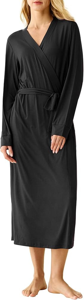 Latuza Women's Viscose Robes Long Sleeves Bathrobe with Pockets | Amazon (US)