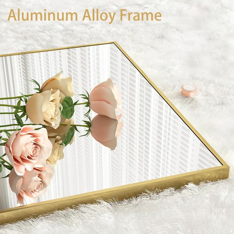 BEAUTYPEAK 64"x21" Full Length Mirror Rectangle Body Dressing Floor Standing Mirrors, Gold | Walmart (US)