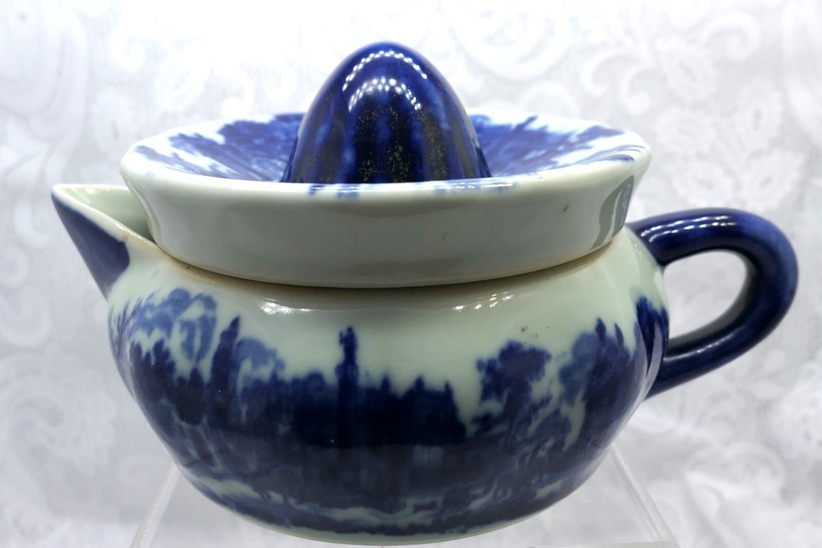 Ironstone Victoria Ware Flow Blue 2-Pc Juicer Reamer Pitcher Spout Scenic VTG | eBay | eBay US