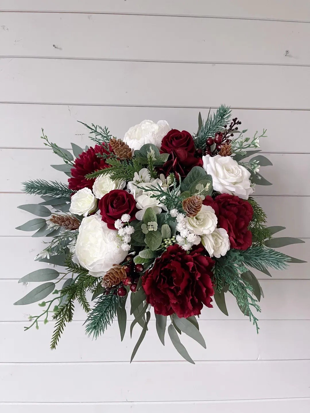 Elevate your wedding day style with this stunning burgundy and champagne silk bouquet from HeyMarryMe. Rich tones of deep red, white, and soft champagne pair beautifully with lush greenery and optional pine cones for a romantic, timeless look. Each bouquet is expertly crafted with high-quality artificial blooms and finished with an elegant satin-wrapped handle. Choose from bridal or bridesmaid sizes—and customize with or without pine cones—to create a cohesive look for your entire party. Ships quickly from New York for an eco-friendlier delivery. 💍✨
#LTKwedding #etsyfinds #bridalbouquet #silkbouquet #weddingflowers #burgundywedding #bridesmaidbouquet #weddingstyle

#LTKHoliday #LTKHome #LTKWedding