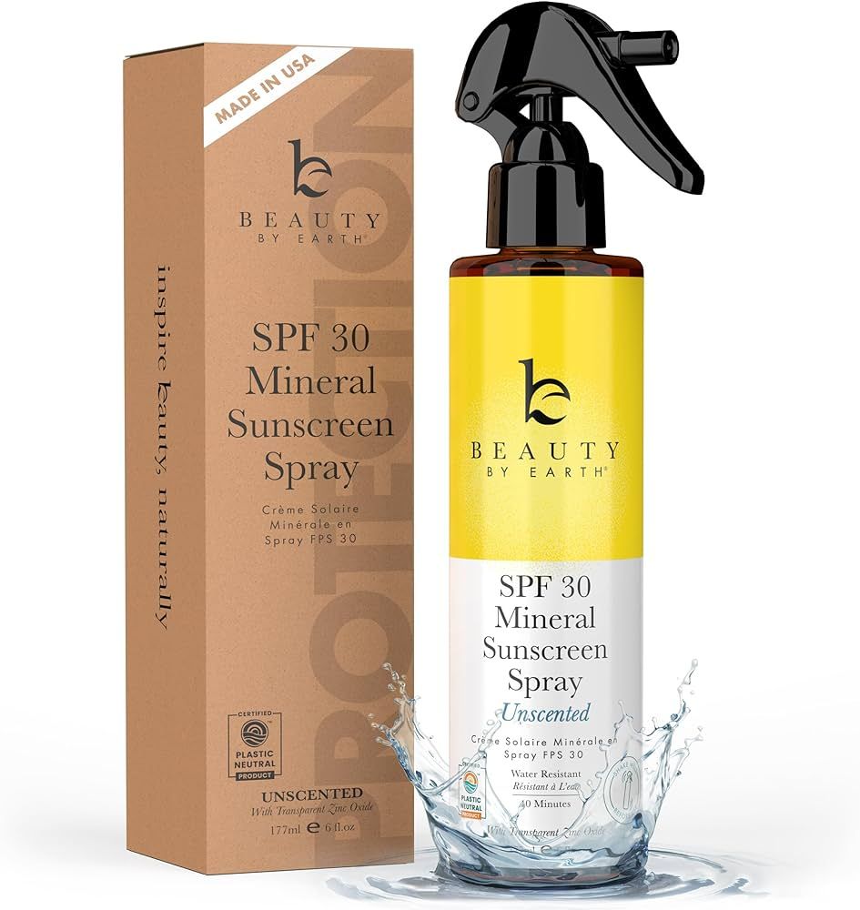 Amazon.com: SPF 30 Mineral Sunscreen Spray - Reef Safe Spray Sunscreen for Sensitive Skin for Kid... | Amazon (US)