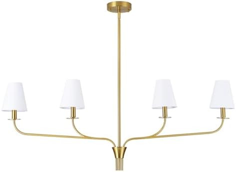 Modern 42" Linear Chandelier for Kitchen Island & Dining Room - 4-Light Gold Finish with White Fa... | Amazon (US)