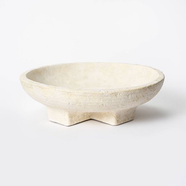 12" x 3" Decorative Terracotta Cross Base Bowl Off White - Threshold™ designed with Studio McGe... | Target