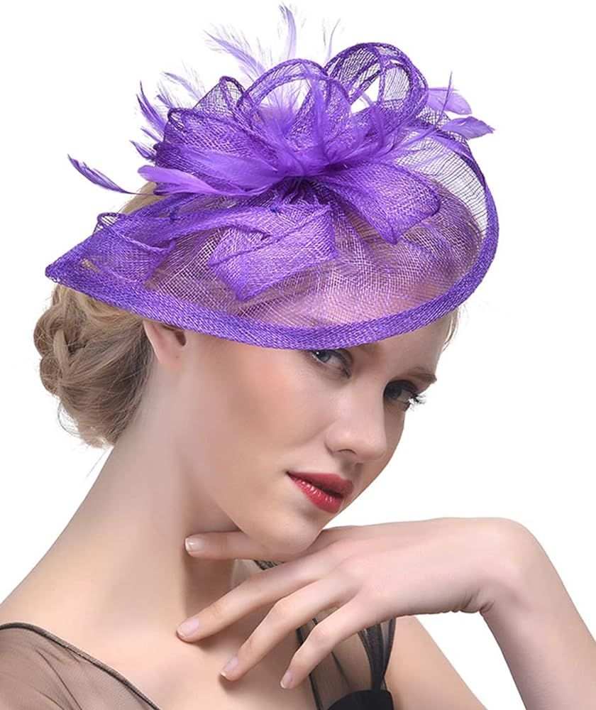 Vintage Fascinators for Women with Feather Fascinator Headband Wedding Hair Clip Tea Party Hat fo... | Amazon (US)