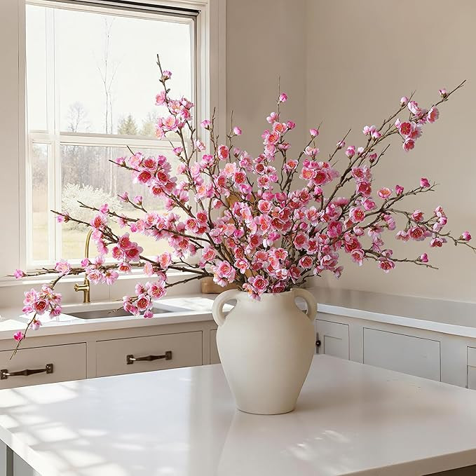 florisso 6 PCS Artificial Cherry Blossom Branches Spring Indoor Decoration, Faux Flowers 34.45" L... | Amazon (US)