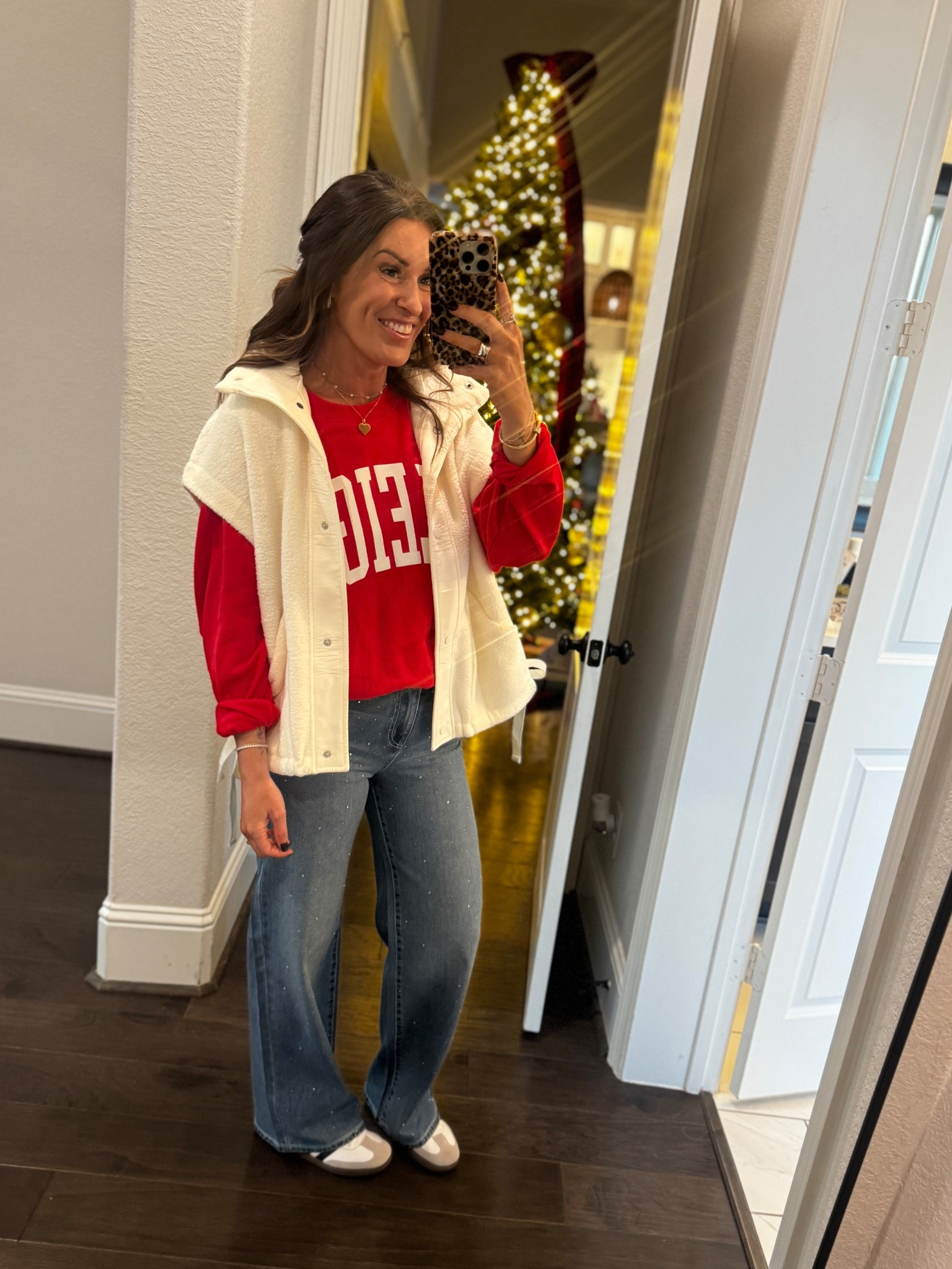 Wearing an XXX in these Walmart Jeans, they run big, I’m 5”6 for reference! 

#LTKHoliday #LTKootd #LTKgrwm