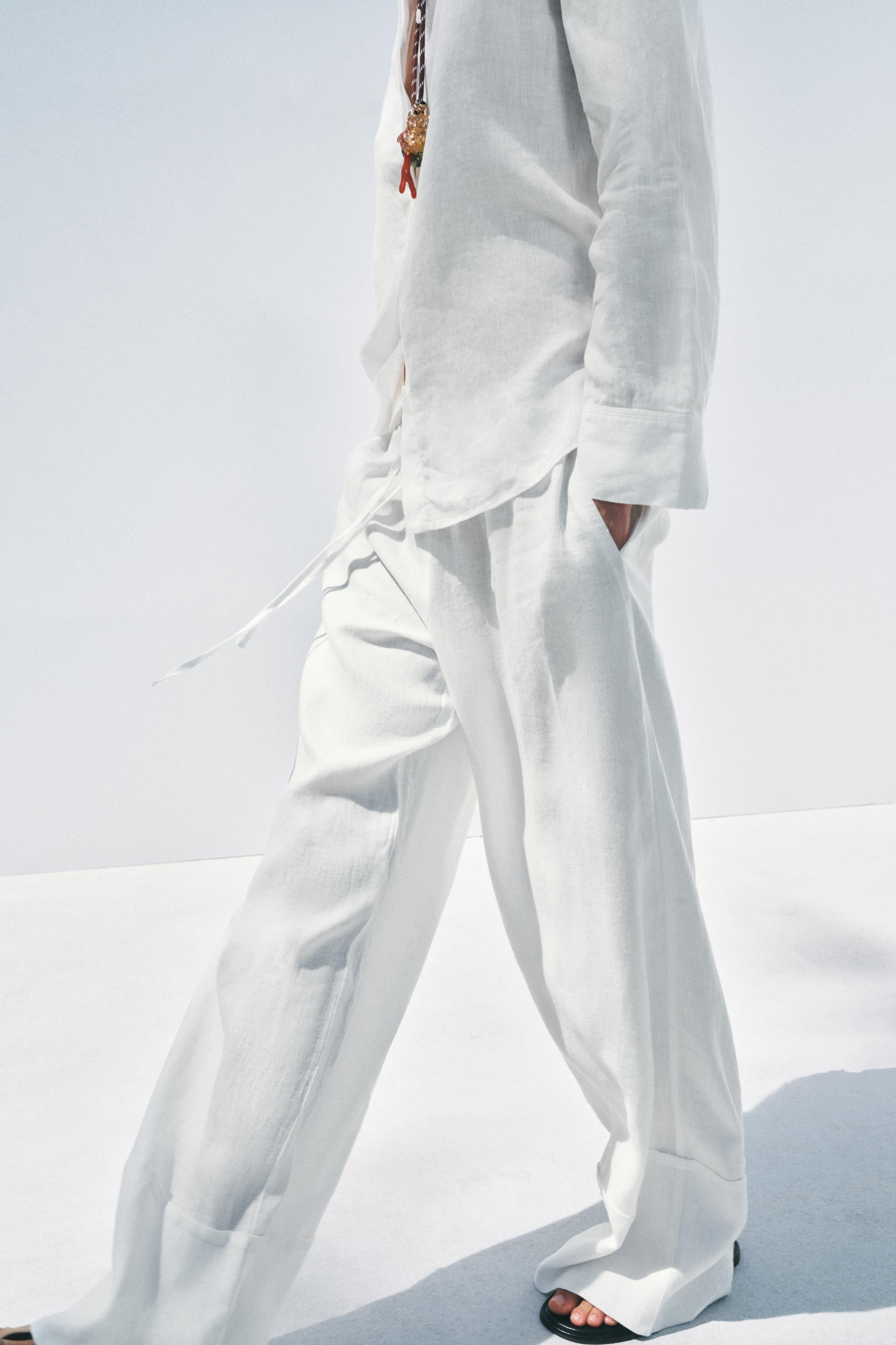 100% LINEN PALAZZO PANTS ZW COLLECTION | Zara US