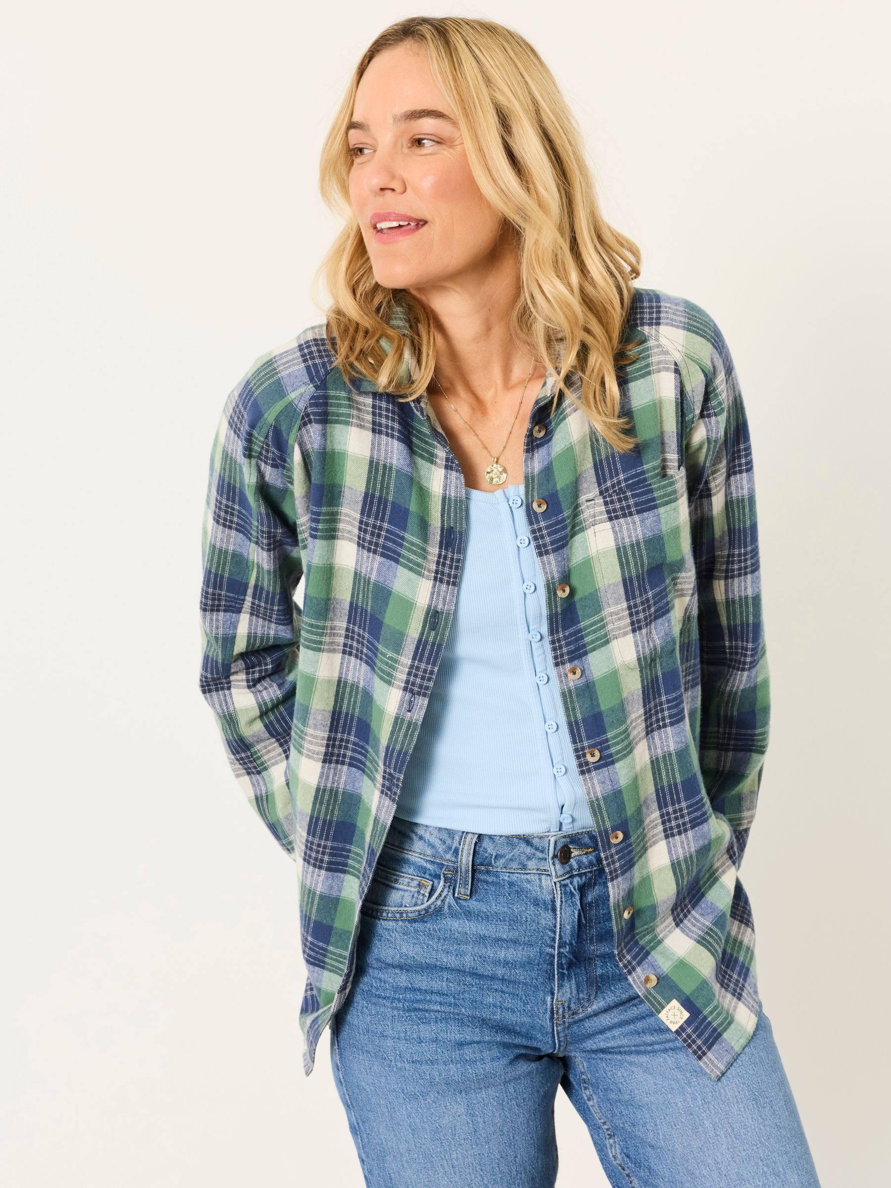 Bessie Green Check Shirt | Fat Face