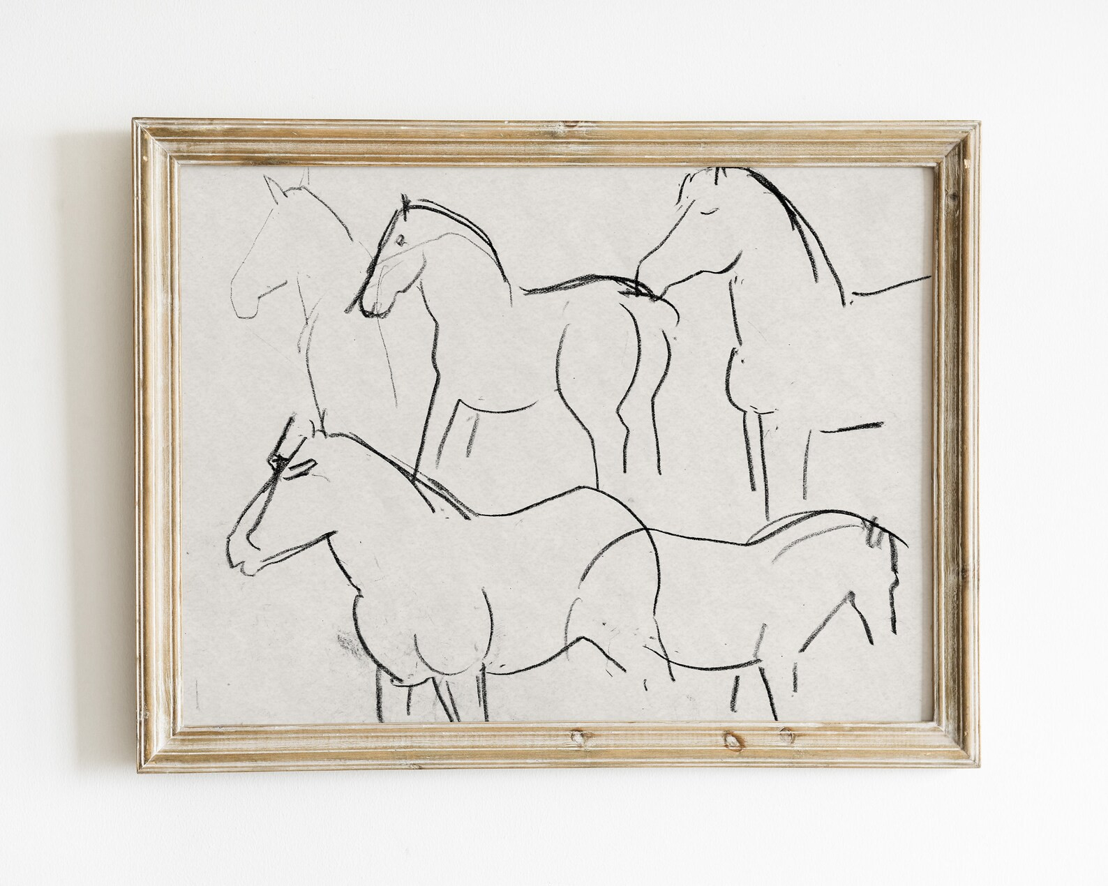 Vintage Horse Painting Antique Drawing Minimalist Wall Art | Etsy | Etsy (US)