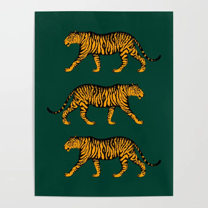 Tigers (Dark Green and Marigold) Poster | Society6