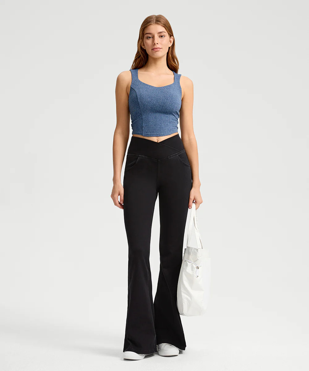 Denim Crossover Flare Jean | ShopAthluna