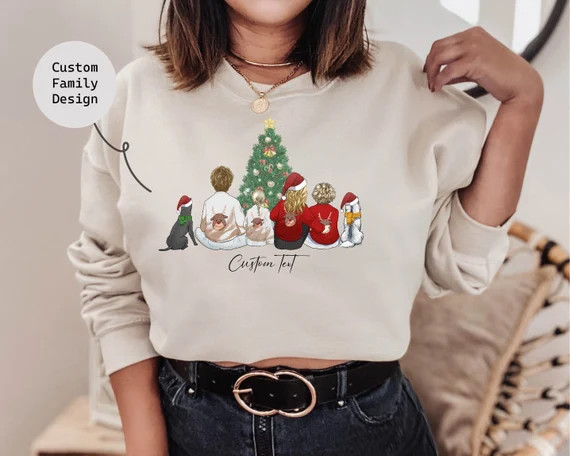 Personalized Couple Christmas With Dog Pet Family Sweat - Etsy | Etsy (US)
