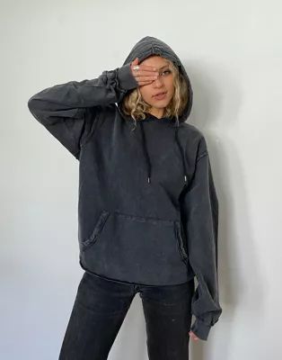 ASOS DESIGN oversized boyfriend hoodie in washed black | ASOS UK