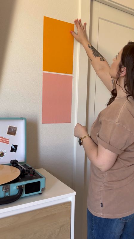 Samplize peel-and-stick samples!
These helped me quickly select a paint color for this fun project!
Sherwin williams paint colors:
Osage orange-samplize
Youthful coral - samplize 
Snowbound - wall color!


#LTKhome