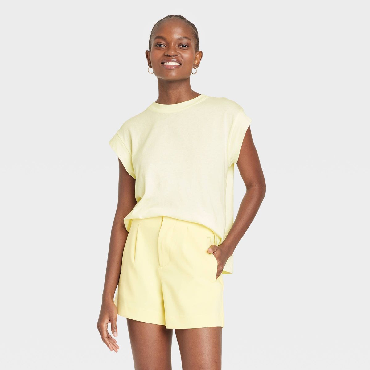 Women's Extended Shoulder T-Shirt - A New Day™ Lime M | Target