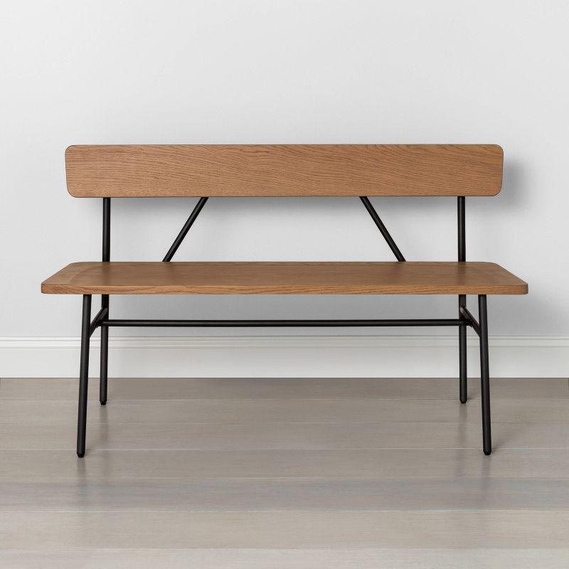 Wood & Steel Accent Bench Black - Hearth & Hand™ with Magnolia | Target