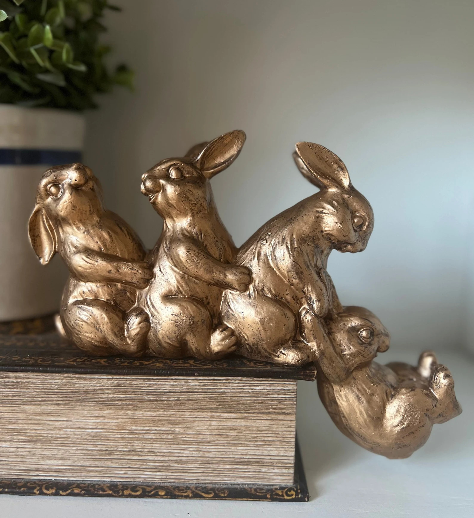 Antiqued Gold Bunny Shelf Sitter - Etsy | Etsy (US)