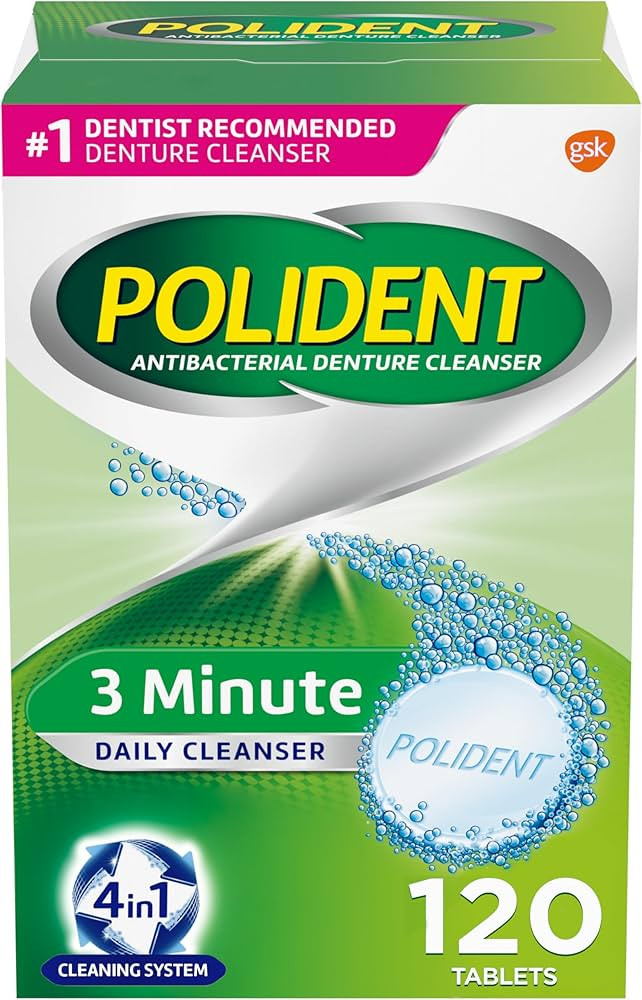 Polident 3 Minute Denture Cleanser Tablets - 120 Count | Amazon (US)