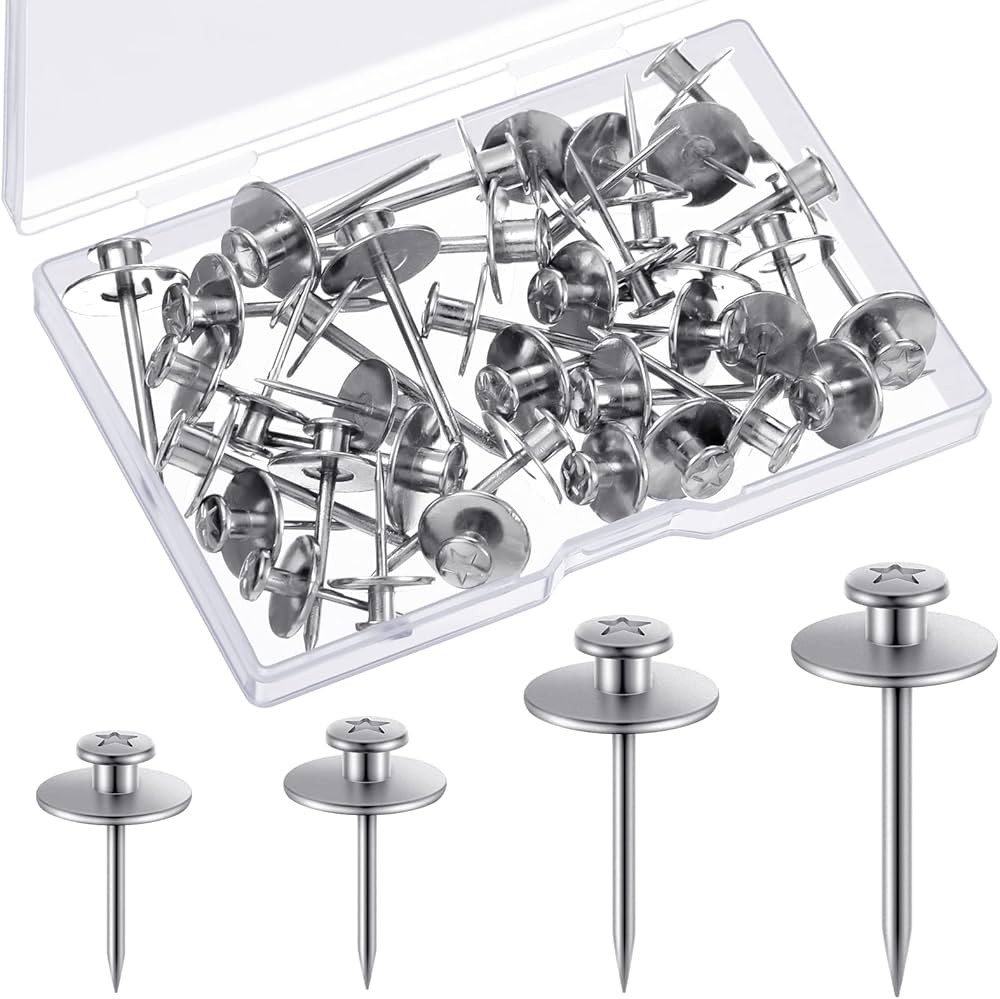 Zhengmy 40 Pcs Double Headed Picture Hangers Nails Thumb Tacks Small Head Hanging Nails Push Pins... | Amazon (US)