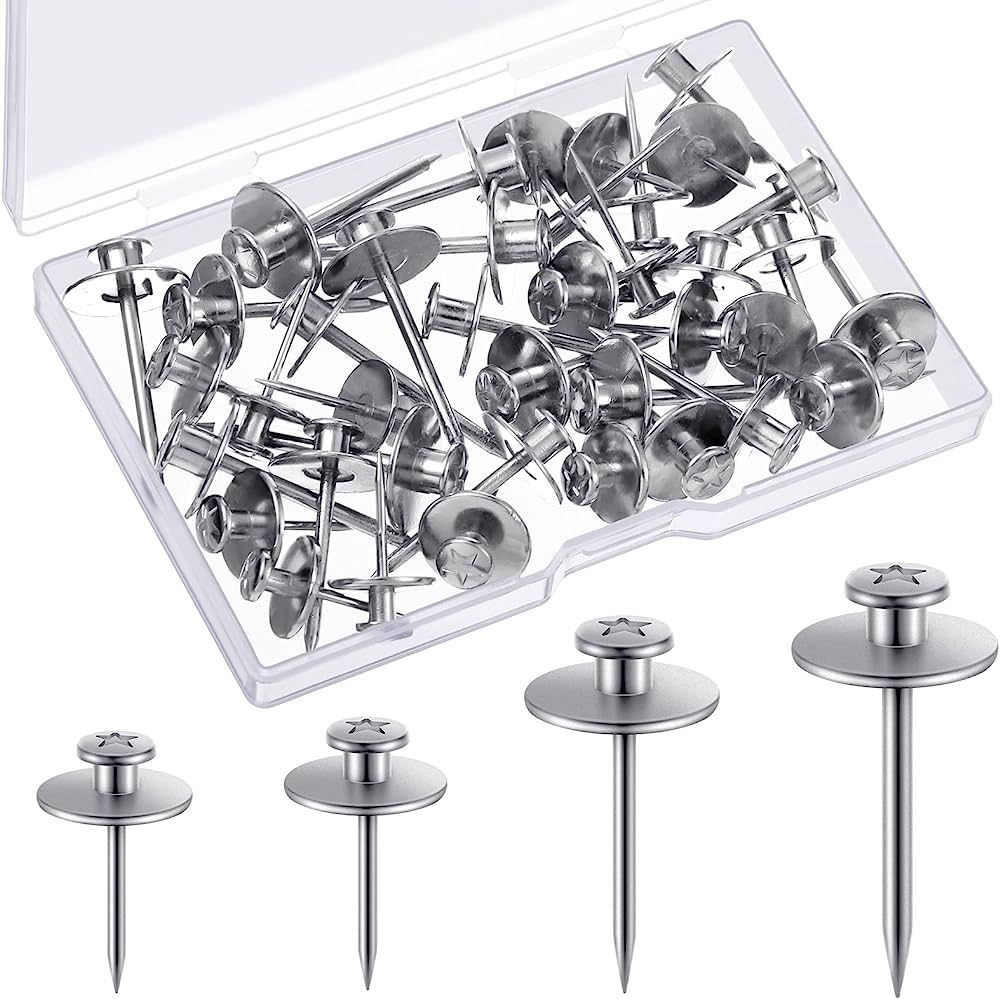 Zhengmy 40 Pcs Double Headed Picture Hangers Nails Thumb Tacks Small Head Hanging Nails Push Pins... | Amazon (US)