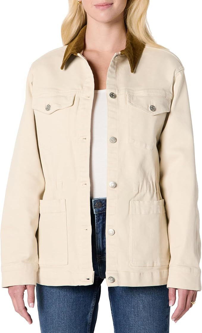 Amazon Essentials Women's Regular-Fit Low Stretch Denim Cinched Waist Barn Jacket | Amazon (US)