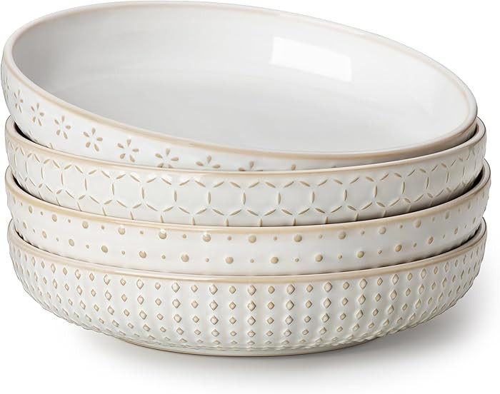 MALACASA Pasta Bowls 48 Oz, 9.5 Inch Large Salad Bowls, Modern Relief Design Ceramic Serving Bowl... | Amazon (US)
