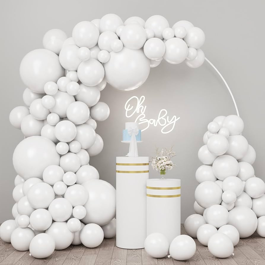 RUBFAC 154pcs White Balloons Different Sizes 18 12 10 5 Inches for Garland Arch, Premium White La... | Amazon (US)
