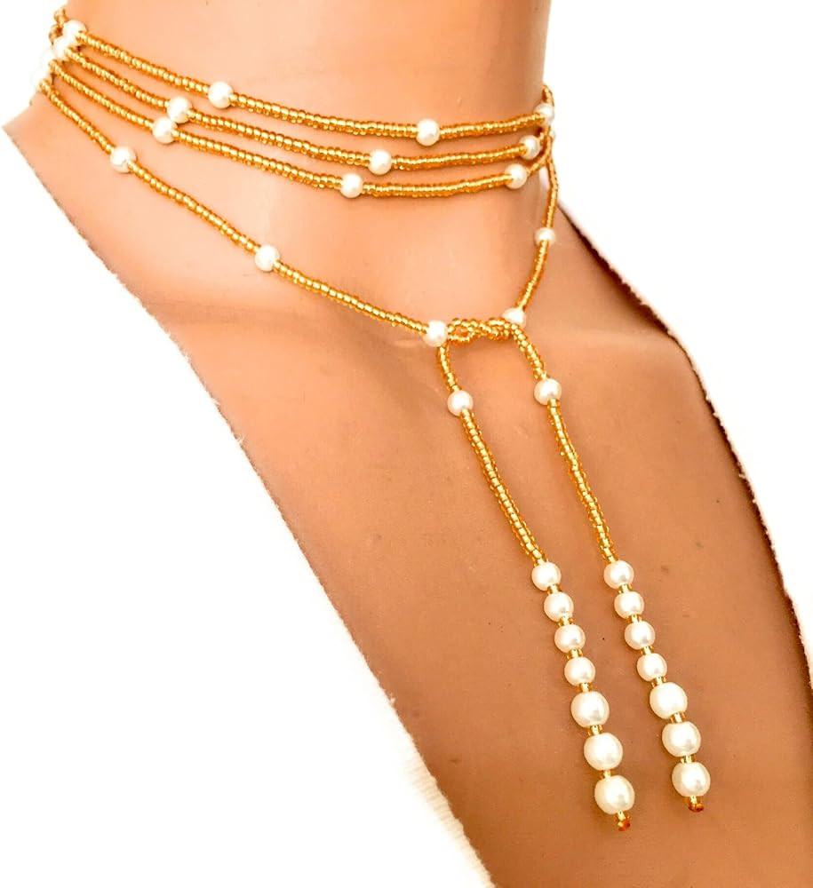 Lariat Wrapped Necklace, Long Wrap Necklace, Tie Choker Jewelry, Seed Bead Necklace, Beaded Choke... | Amazon (US)