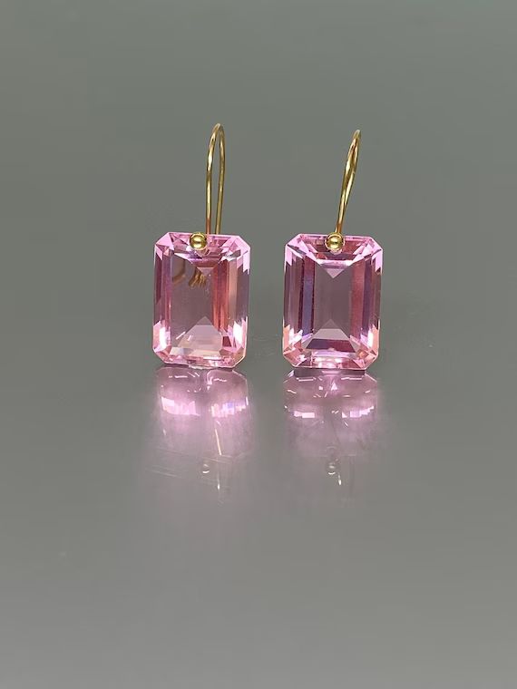 14K Pink Topaz Earrings 32ct Pink Topaz Jewelry Pink Stone | Etsy | Etsy (US)
