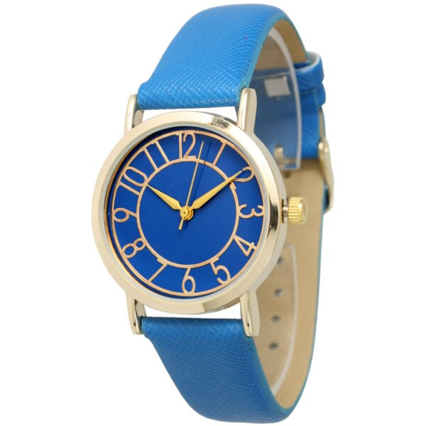 Olivia Pratt Women's Gold Dial Leather Strap Watch - Three Hand - Royal Blue - Female | Bed Bath & Beyond