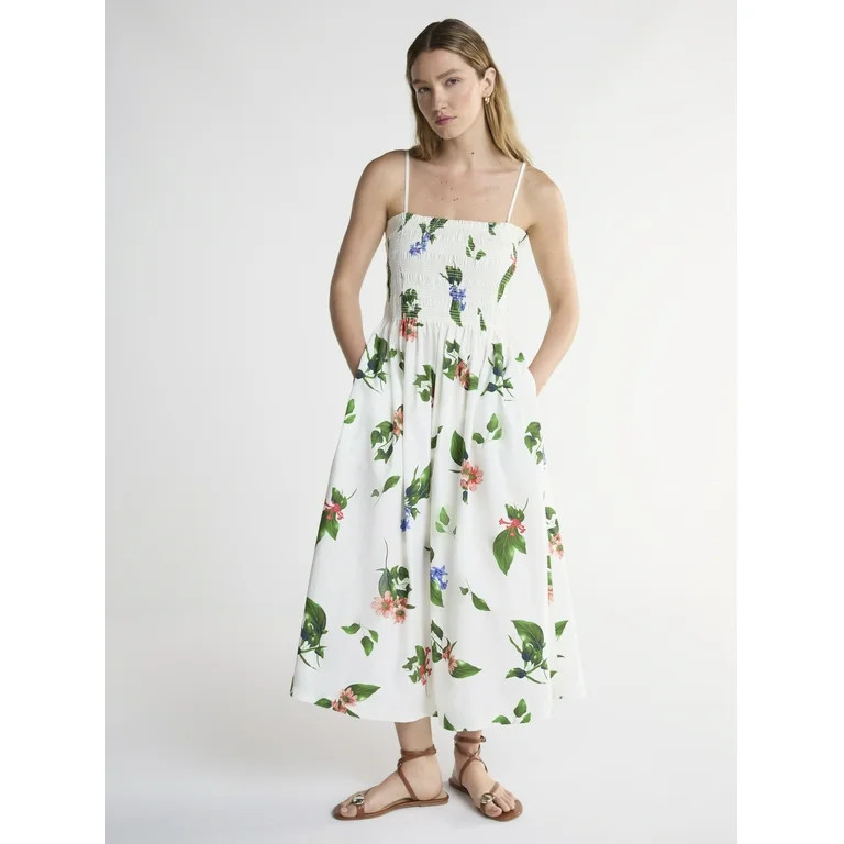 Scoop Women’s and Women’s Plus Smocked Cotton Maxi Dress, Sizes XS-4X | Walmart (US)