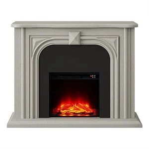47.5" Wide Freestanding Fireplace with Realistic LED Flames - Grey | Homesquare