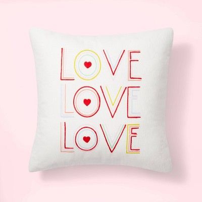 Valentine's Day Rainbow 'Love' Throw Pillow Ivory - Spritz™ | Target