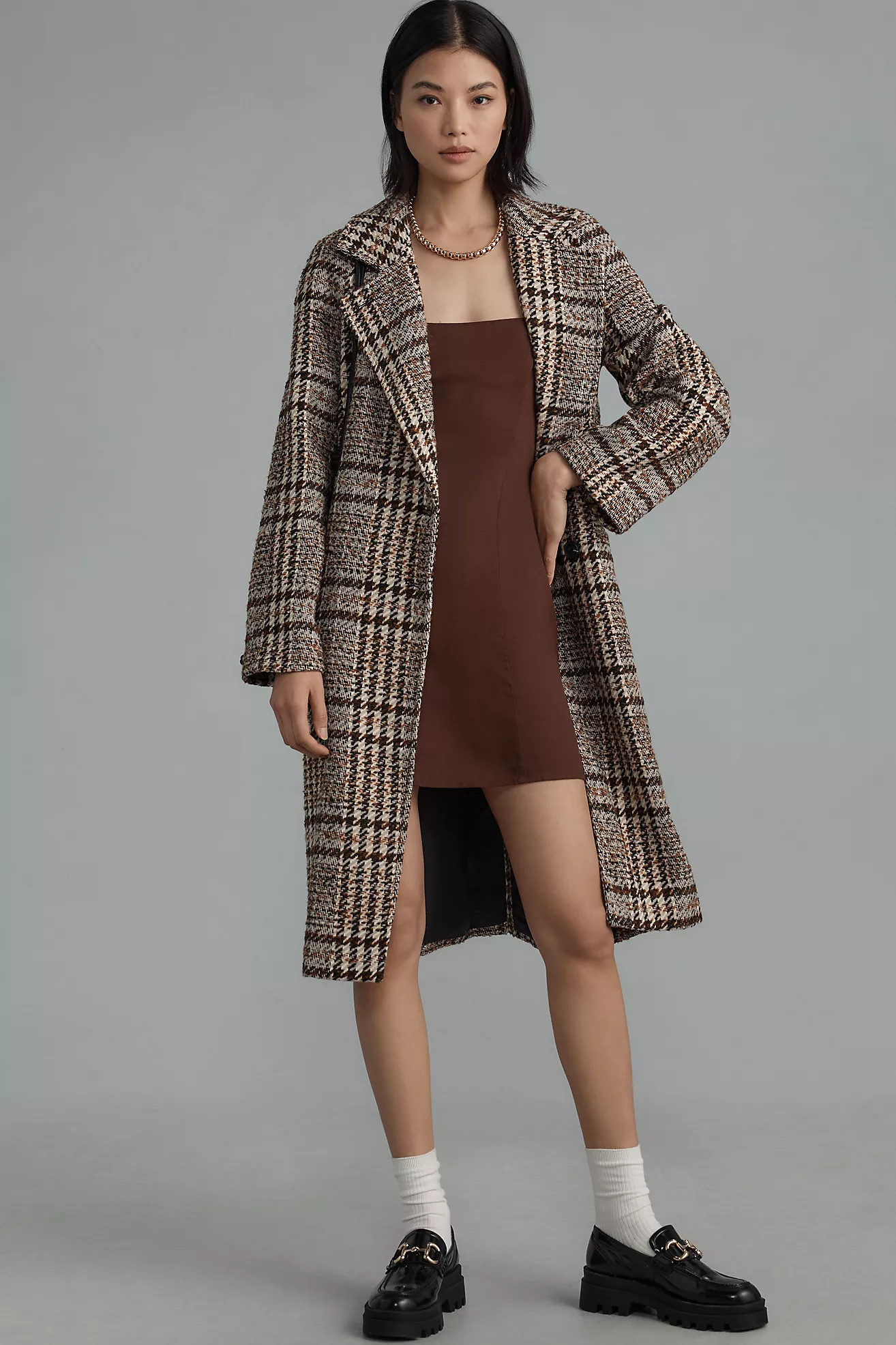 Avec Les Filles Notch-Lapel Plaid Raglan-Seam Coat | Anthropologie (US)