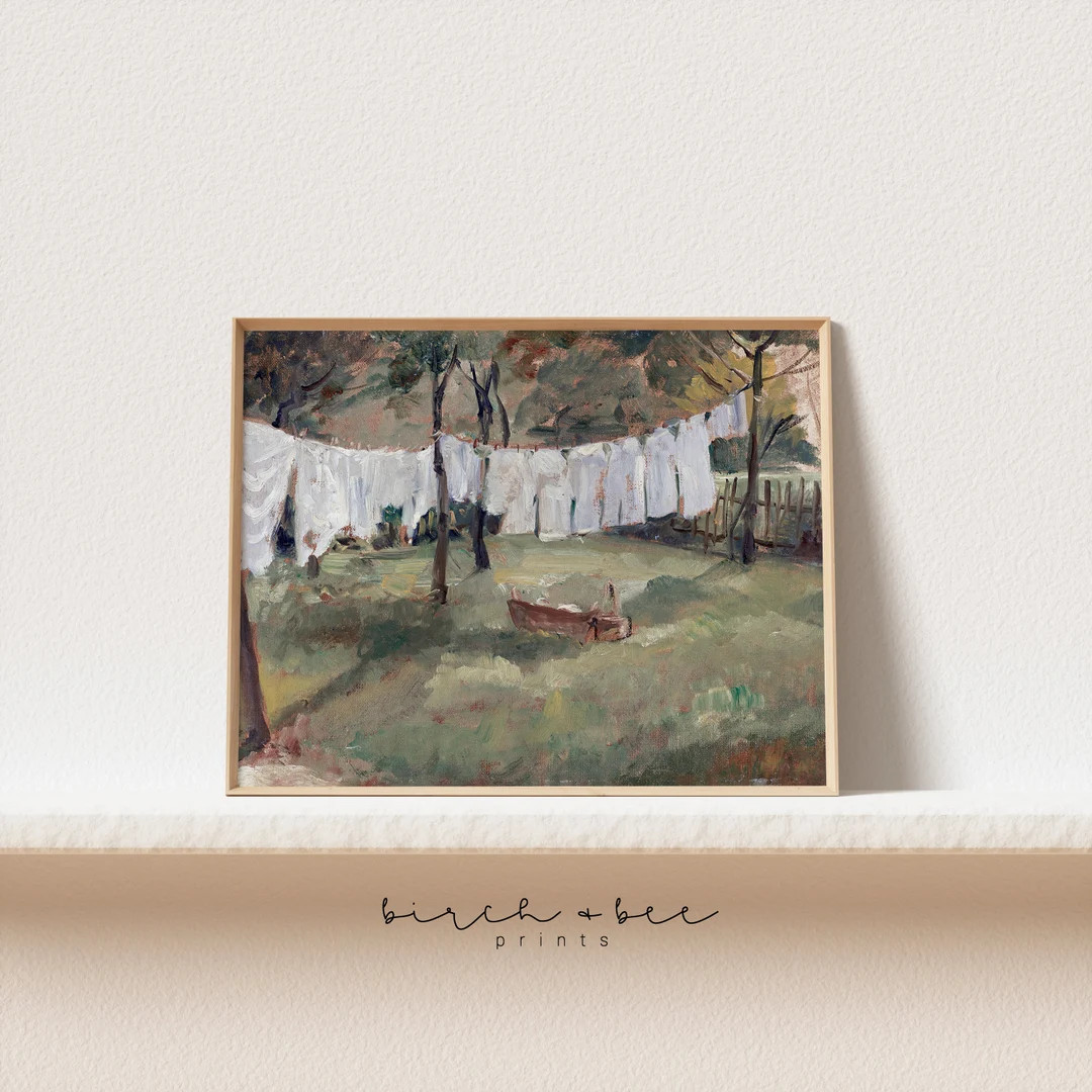 Laundry Room Art Vintage Painting Clothes Drying Farmhouse Laundry Room Print 245 - Etsy | Etsy (US)